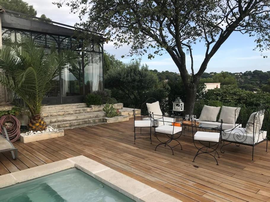 Maison Villa Provence Villeneuve Les Avignon Piscine Vue Mont Ventoux Exterior photo